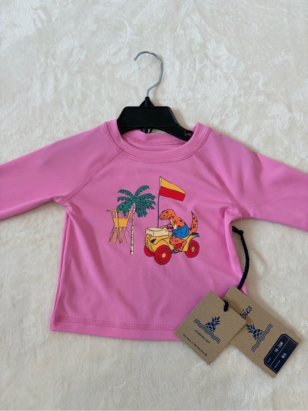 chubbies Pink Dino Beach Long-Sleeve Rash Top